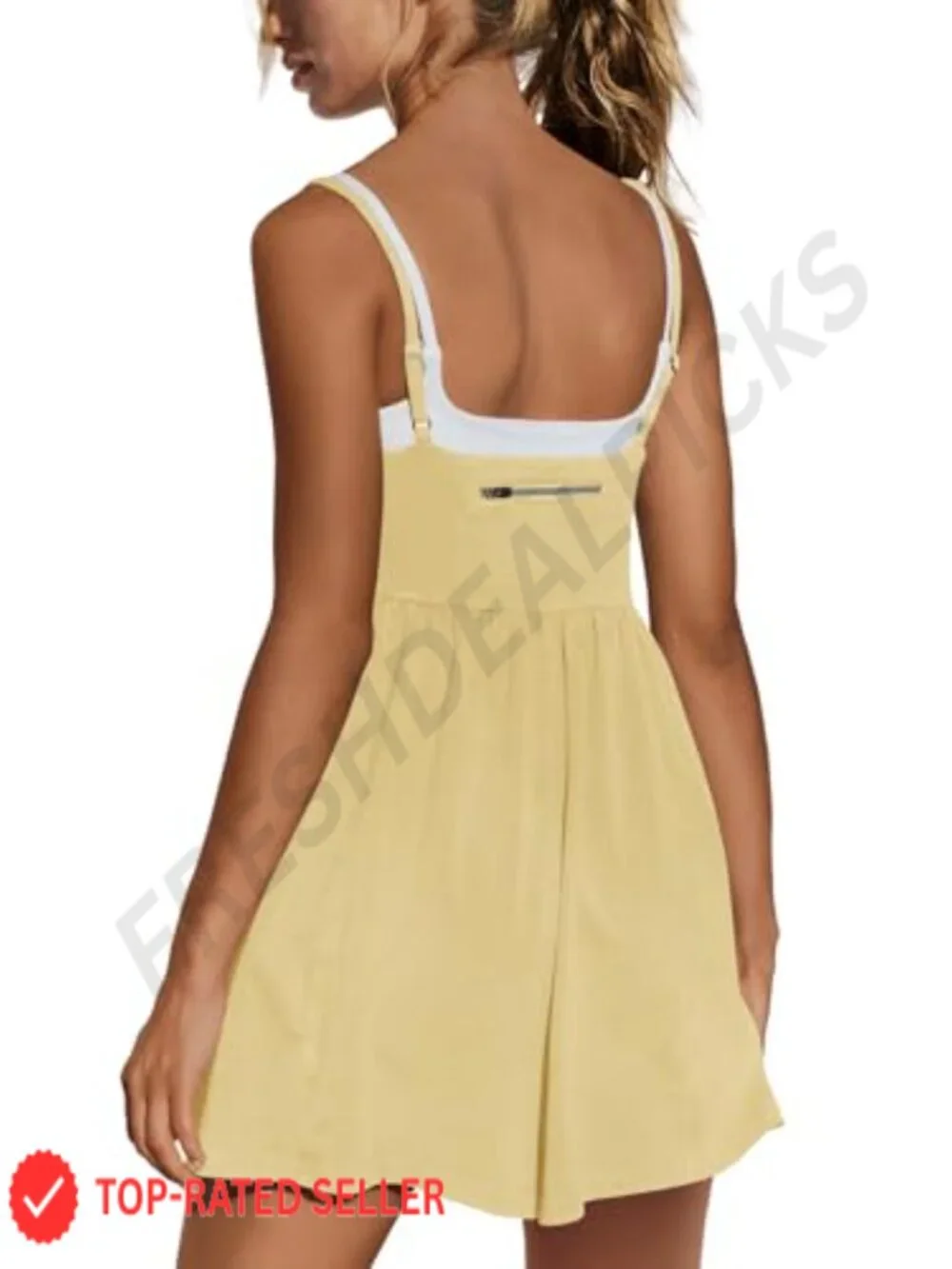 Women's Sleeveless Square Neck Romper with Pockets, Summer Cotton Blend Jumpsuit